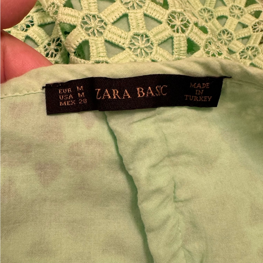 Zara Skirt Midi Crotchet Lace Size Medium Green - Picture 4 of 9